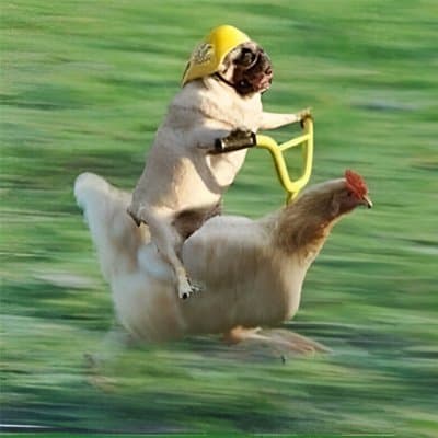 Dog Riding Chicken logo