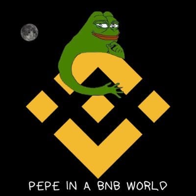 Pepe in a BNB world logo